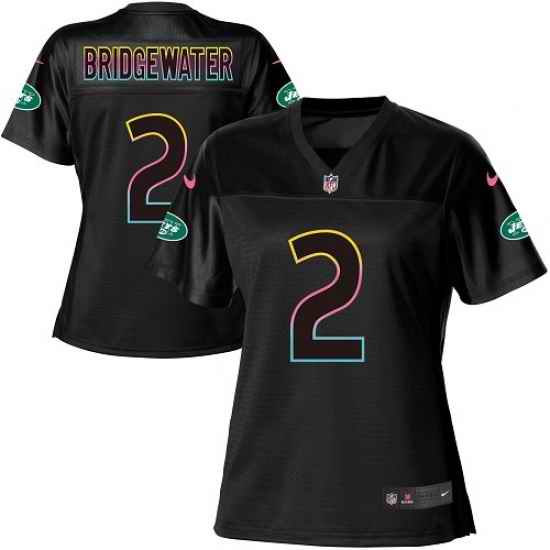 Nike Jets #2 Teddy Bridgewater Black Womens NFL Fashion Game Jersey